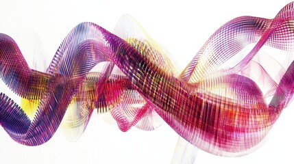Fototapeta premium Digital DNA strands forming a cybernetic digital tone Tetradic color scheme, on white background.