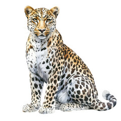 Obraz premium detailed illustration of a leopard showcasing its distinctive spotted coat and poised posture highlighting its beauty and grace in a naturalistic style