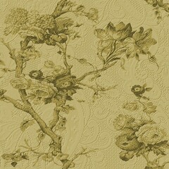 Detailed embossed floral pattern with classic ornamental design. Vintage botanical texture suitable for luxury wallpapers, textiles, and packaging.