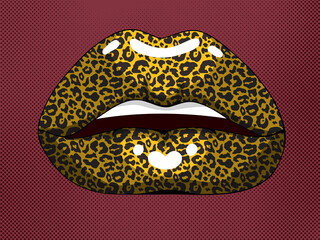 Comic illustrated glossy lips