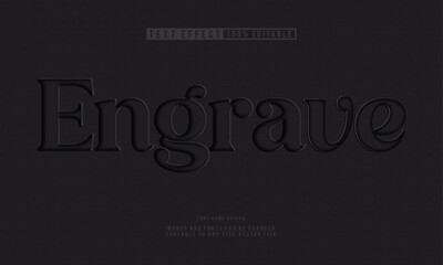 Editable engraved black leather text effect with elegant simplicity. Ideal for sophisticated branding and design projects.
