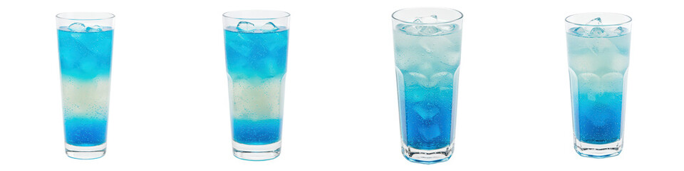 Set of Layered Blue Hawaii Cream Soda Isolated