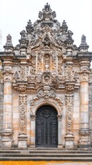 Fototapeta premium Ornate Baroque Chapel Entrance: Architectural Detail and Autumnal Hues