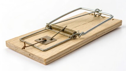 Wooden Mousetrap on White Background