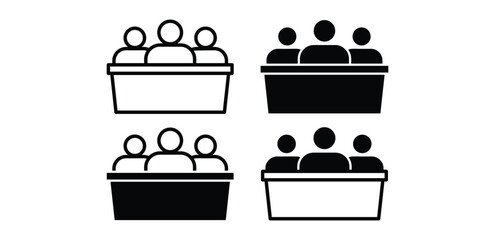 Board Members Group Illustrations Icon Set Black and White Minimalist Color Vector Design