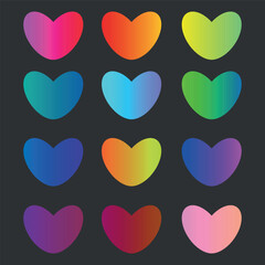 colorful hearts with gradient