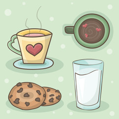 cookie, mil, coffee and tea - cute food