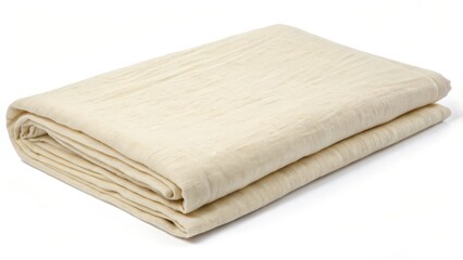 Folded Beige Fabric on White Background