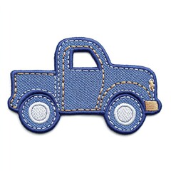 truck-Shaped Denim Patch with Realistic Texture on White Background