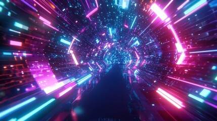 Obraz premium Abstract Neon Tunnel with Pink and Blue Lights
