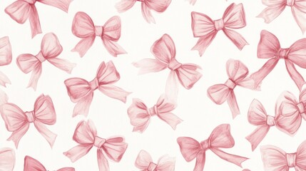 Pink Watercolor Bows Seamless Pattern Background