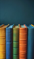 Colorful books standing in a row
