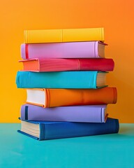 Stack of Colorful Hardcover Books 
