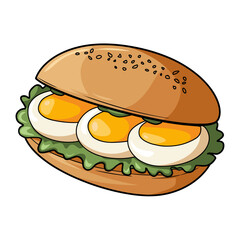 Tamago Sando Japanese Egg Sandwich Cartoon