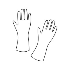 Fototapeta premium Clean and sterile rubber gloves positioned side by side on a white background