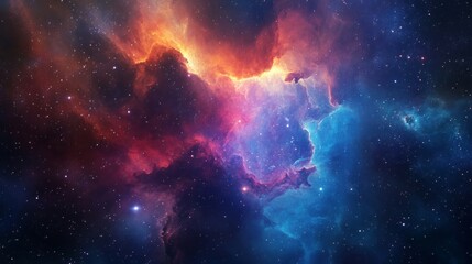 Fototapeta premium Cosmic Nebula In Vivid Red, Blue, And Orange Hues
