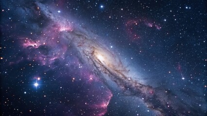 Fototapeta premium Breathtaking galaxy with a radiant star illuminating the cosmic background of the universe