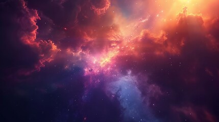 Fototapeta premium A vibrant cosmic scene showcasing colorful nebulas and distant stars in deep space.
