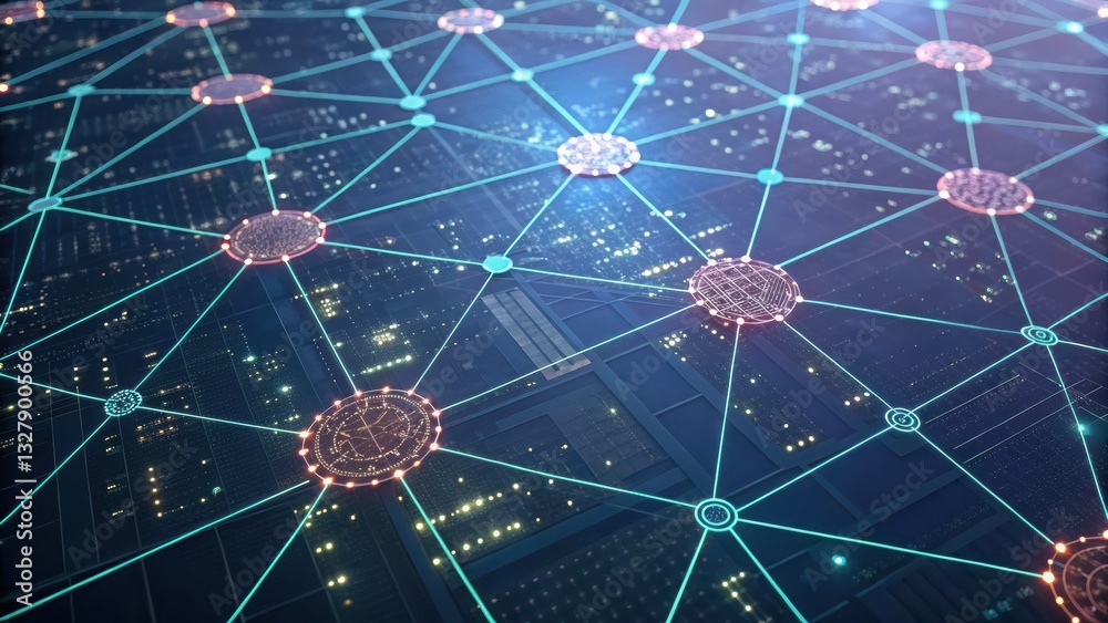 Poster intricate network of connected lines symbolizing quantum inspired mind mapping in seamless pattern