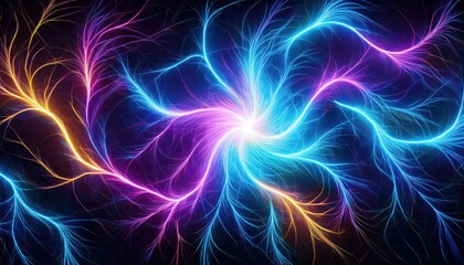 Multicolored abstract design representing creative acceleration with neon innovation sparks