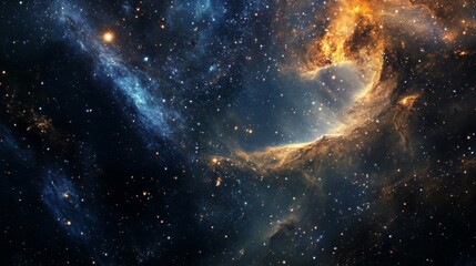 Obraz premium Cosmic Nebula In Deep Space With Vibrant Blue And Orange Hues