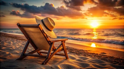Lonely Beach Chair at Dusk: Tropical Sunset Relaxation