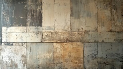 Textured Wall Background with Beige and Grey Metal Tiles