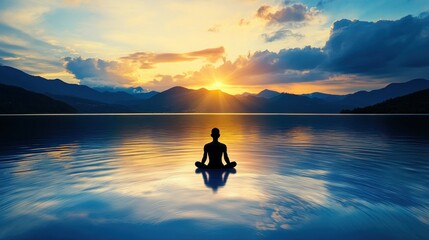 Serene Sunset Meditation: Finding Inner Peace by a Tranquil Lake