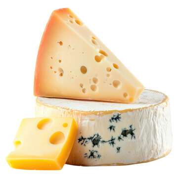 Elegant Assorted Gourmet Cheeses for Apetizing Food Presentation and Culinary Delights, isolated on transparent background.