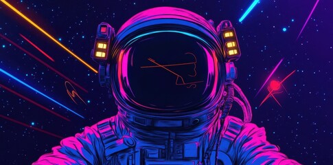 An astronaut floating through the colorful and starry infinite outer space