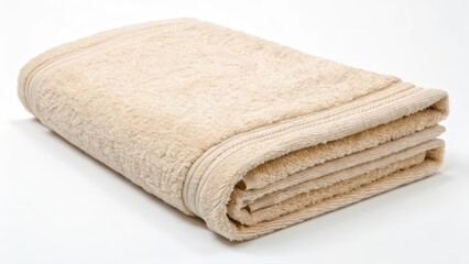 Beige Bath Towel on White Background