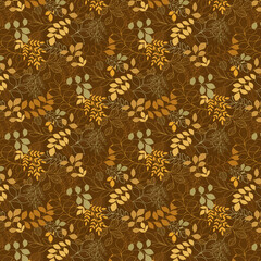 Leaf floral ornamental paper, seamless patterned fabric