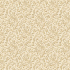 Leaf floral ornamental paper, seamless patterned fabric