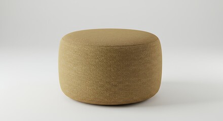 Cozy Linen Ottoman a simple design with a round form against light background