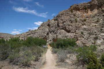 Trail to Walnut Canyon, ancient rock shelter at Carlsbad Caverns National Park, New Mexico