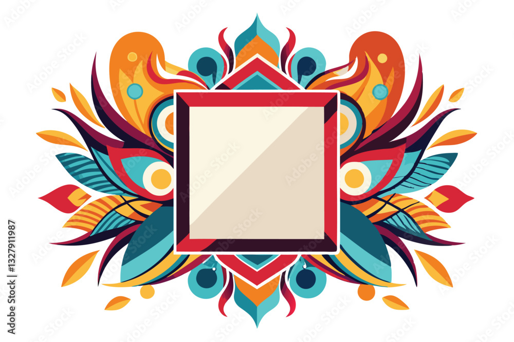 Fototapete colorful geometric vector illustration showcasing an abstract frame surrounded by various shapes and