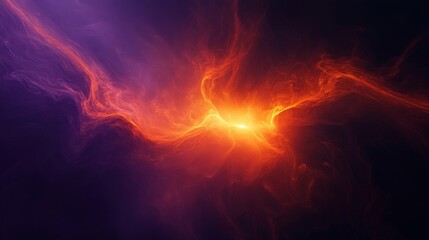 Fototapeta premium Abstract Cosmic Energy Background with Vibrant Orange and Purple Glowing Nebula
