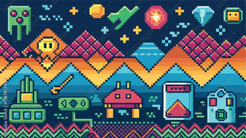 Aufkleber colorful vector illustration featuring playful shapes and designs set against a vibrant background f
