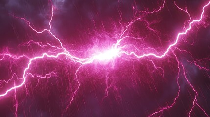 Powerful pink lightning storm