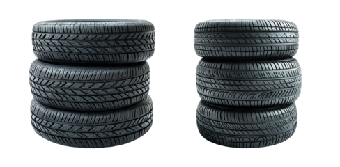 Stacked Black Rubber Tires Perfect for Automotive and Transportation Needs