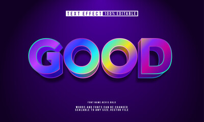 Editable modern vibrant text effect with a bold 3D style. Perfect for eye-catching headlines and contemporary designs