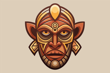 Intricate vector illustration of a tribal mask representing cultural heritage and artistry inspired by ancient civilizations