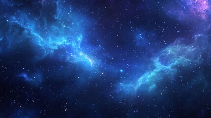 Fototapeta premium Blue and Purple Cosmic Nebula with Starry Night Sky Background