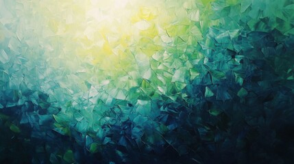 Obraz premium Abstract Blue Green Yellow Painting with Light and Shadow