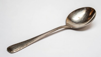 Silver Spoon on White Background