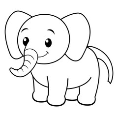 Smiling Elephant Coloring Page Line Art for Kids – Fun and Playful Design
