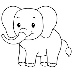 Smiling Elephant Coloring Page Line Art for Kids – Fun and Playful Design