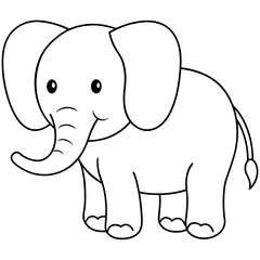 Smiling Elephant Coloring Page Line Art for Kids – Fun and Playful Design