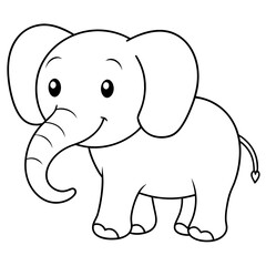 Smiling Elephant Coloring Page Line Art for Kids – Fun and Playful Design