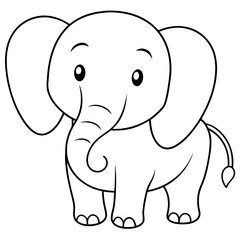 Smiling Elephant Coloring Page Line Art for Kids – Fun and Playful Design